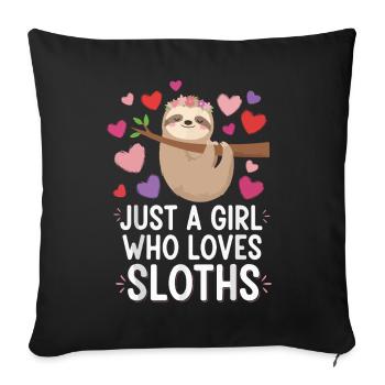 Une seule fille aime les paresseux - Housse de coussin décorative 45 x 45 cm - noir - Devant