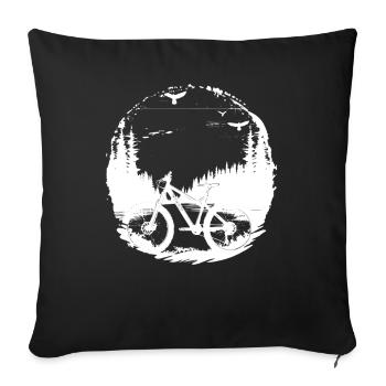 Illustration de VTT - Housse de coussin décorative 45 x 45 cm - noir - Devant