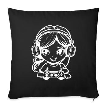 Filles gamers - Housse de coussin décorative 45 x 45 cm - noir - Devant