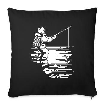 Pêche au pixel art - Housse de coussin décorative 45 x 45 cm - noir - Devant