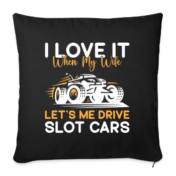 Course de dragsters de voitures laisse conduire la course de voitures à fente - Housse de coussin décorative 45 x 45 cm - noir - Devant