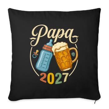 Papa 2027 – Retro-Bier-und-Flaschen-Geschenk - Sofakissenbezug 45 x 45 cm - Schwarz - Vorne