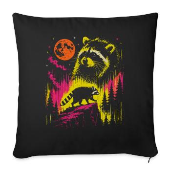 Waschbär Night Moon Forest Vintage Neon - Sofakissenbezug 45 x 45 cm - Schwarz - Vorne