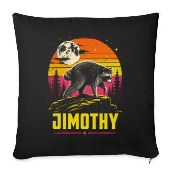 Vintage Waschbär Jimothy Vollmondsonnenuntergang - Sofakissenbezug 45 x 45 cm - Schwarz - Vorne