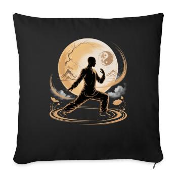Méditation Zen du Tai Chi – Entraînement au Chi Qigong - Housse de coussin décorative 45 x 45 cm - noir - Devant