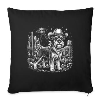 Humour de chien extraterrestre OVNI Schnauzer cowboy - Housse de coussin décorative 45 x 45 cm - noir - Devant
