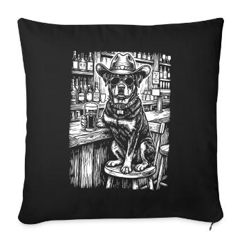 Cowboy Hund Bier Lustiger Rottweiler - Sofakissenbezug 45 x 45 cm - Schwarz - Vorne