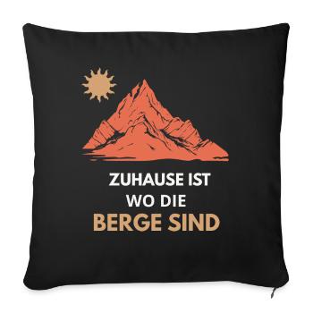 Zuhause ist wo Berge sind - Sofakissenbezug 45 x 45 cm - Schwarz - Vorne