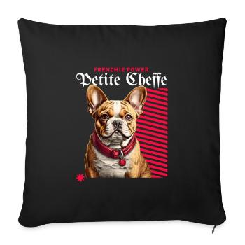 Petite Cheffe Frenchie Power - Sofakissenbezug 45 x 45 cm - Schwarz - Vorne