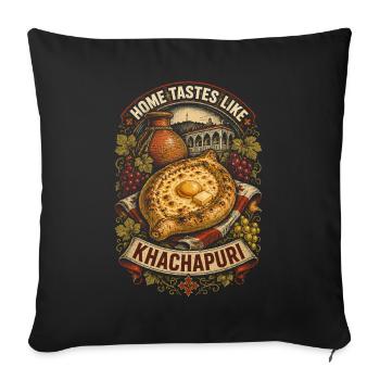 Géorgiens Géorgiens Tbilissi Sakartvelo Khachapuri - Housse de coussin décorative 45 x 45 cm - noir - Devant