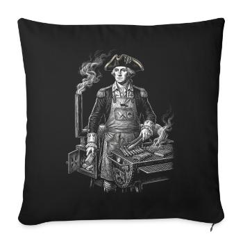 George Washington beim BBQ Grillen - Sofakissenbezug 45 x 45 cm - Schwarz - Vorne