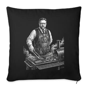 Theodore Roosevelt at the BBQ Grill - Sofa pillowcase 17,3'' x 17,3'' (45 x 45 cm) - black - Front