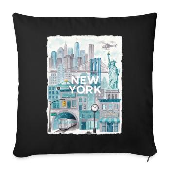 New York City Watercolor Skyline - Sofakissenbezug 45 x 45 cm - Schwarz - Vorne