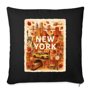 Herbst-Sketch aus New York City - Sofakissenbezug 45 x 45 cm - Schwarz - Vorne