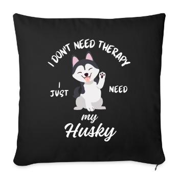 Husky-Therapiehund - Sofakissenbezug 45 x 45 cm - Schwarz - Vorne