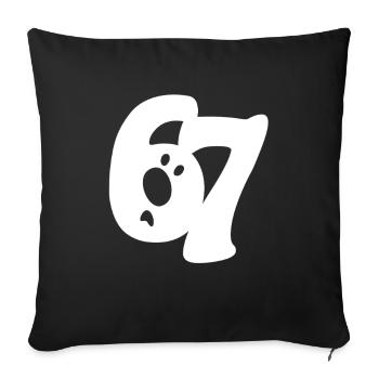six seven | Number duo 6 and 7 | questioning face - Sofa pillowcase 17,3'' x 17,3'' (45 x 45 cm) - black - Front