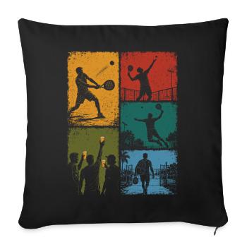 Padel und humorvoller Aperitif - Sofakissenbezug 45 x 45 cm - Schwarz - Vorne