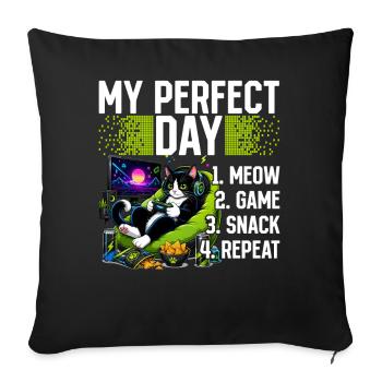 Gamer Gaming Cat Video Game - Sofakissenbezug 45 x 45 cm - Schwarz - Vorne