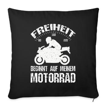 Freiheit Motorrad - Sofakissenbezug 45 x 45 cm - Schwarz - Vorne