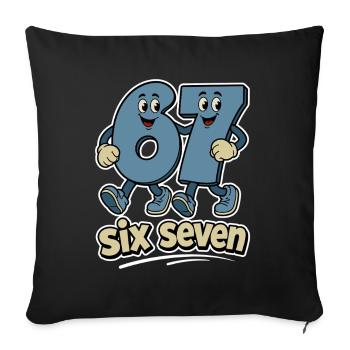six seven | Zahlenduo 6 und 7 | Fröhliche Ziffern - Sofakissenbezug 45 x 45 cm - Schwarz - Vorne