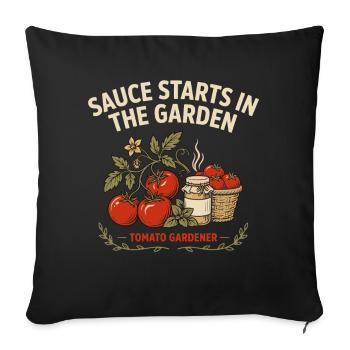 Tomatenfreunde Garten Sauce - Sofakissenbezug 45 x 45 cm - Schwarz - Vorne