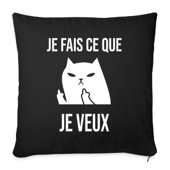 Chat Rebelle Je Fais Ce Que Je veux - Housse de coussin décorative 45 x 45 cm - noir - Devant