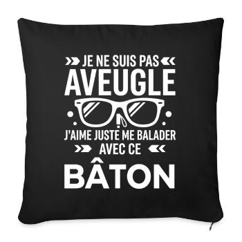 Pas aveugle balade avec le bâton - Housse de coussin décorative 45 x 45 cm - noir - Devant