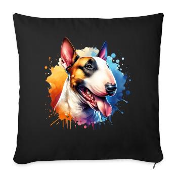 Bullterrier Motiv - Sofakissenbezug 45 x 45 cm - Schwarz - Vorne