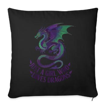 Dragon Love : Motif de fille - Housse de coussin décorative 45 x 45 cm - noir - Devant
