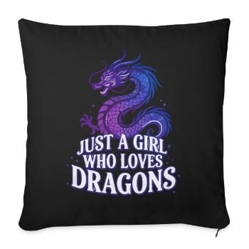 Drachenliebe: Girl liebt Drachen - Sofakissenbezug 45 x 45 cm - Schwarz - Vorne
