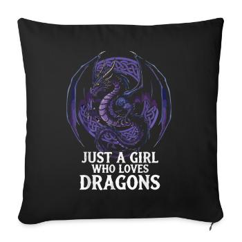 Mädchen liebt Drachen Grafik - Sofakissenbezug 45 x 45 cm - Schwarz - Vorne