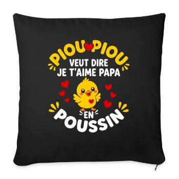 Piou Piou Je T'aime Papa Poussin Mignon - Housse de coussin décorative 45 x 45 cm - noir - Devant
