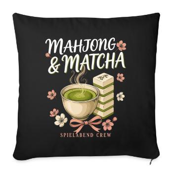 Mahjong & Matcha Spielabend - Sofakissenbezug 45 x 45 cm - Schwarz - Vorne