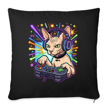 Sphynx Cat Gamer - Sofakissenbezug 45 x 45 cm - Schwarz - Vorne