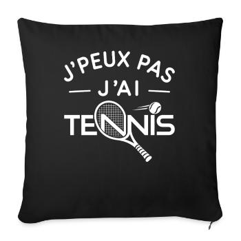Tennis Humour Cadeau Passionné de Raquette - Housse de coussin décorative 45 x 45 cm - noir - Devant