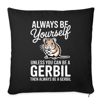 Mongolische Rennratte Sprüche Rennmaus Geschenk - Sofakissenbezug 45 x 45 cm - Schwarz - Vorne
