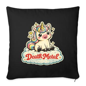 Death Metal Unicorn – Retro 70s Vintage - Sofakissenbezug 45 x 45 cm - Schwarz - Vorne
