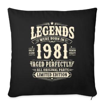 45. Geburtstag Geschenk Mann 1981 Vintage Retro - Sofakissenbezug 45 x 45 cm - Schwarz - Vorne