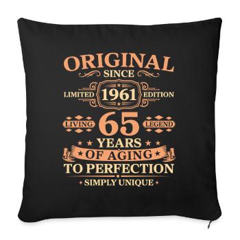 Original since 1961 Birthday 65 Years - Sofakissenbezug 45 x 45 cm - Schwarz - Vorne