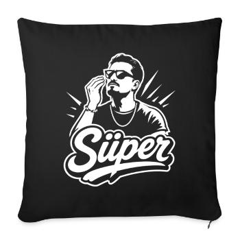 Süper Script Wortmarke Jugendwort - Sofakissenbezug 45 x 45 cm - Schwarz - Vorne