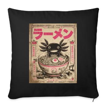 Axolotl, Ramen, Japanische Nudeln, Kawaii, Anime - Sofakissenbezug 45 x 45 cm - Schwarz - Vorne