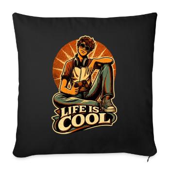 Life Is Cool – Retro Gamer - Sofakissenbezug 45 x 45 cm - Schwarz - Vorne