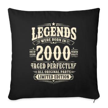 26. Geburtstag Geschenk Mann 2000 Vintage Retro - Sofakissenbezug 45 x 45 cm - Schwarz - Vorne