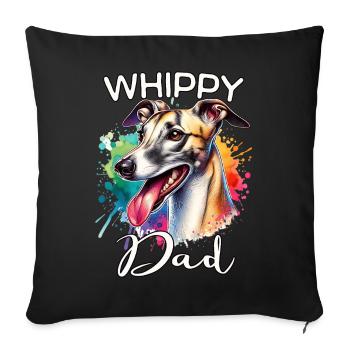 Windhund Papa - Sofakissenbezug 45 x 45 cm - Schwarz - Vorne