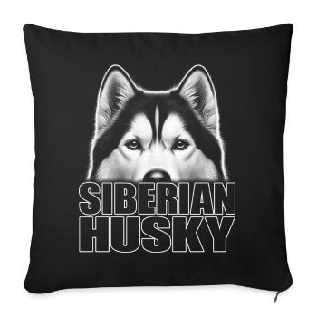 Husky Porträt mit Schriftzug Siberian Husky - Sofakissenbezug 45 x 45 cm - Schwarz - Vorne