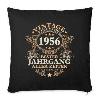 Vintage 1956 Jahrgang Mann 70. Geburtstag - Sofakissenbezug 45 x 45 cm - Schwarz - Vorne