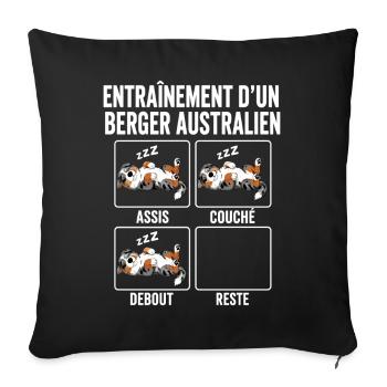 Chien Entraînement Berger Australien - Housse de coussin décorative 45 x 45 cm - noir - Devant