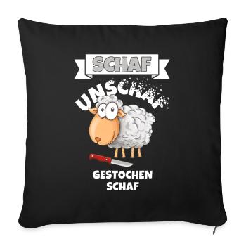 Schaf Unschaf Gestochen Schaf Wortspiel - Sofakissenbezug 45 x 45 cm - Schwarz - Vorne