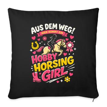 Hobby Horsing Girl Retro Spruch Design - Sofakissenbezug 45 x 45 cm - Schwarz - Vorne