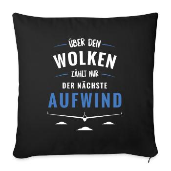 Über den Wolken zählt Aufwind - Sofakissenbezug 45 x 45 cm - Schwarz - Vorne